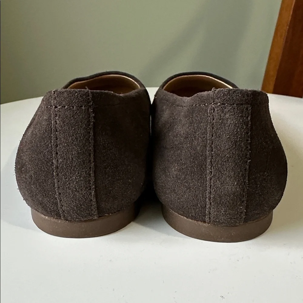Lands End Suede Ballet Flats Brown Size 5.5 Rubber Sole Flaw